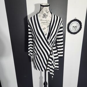Black and White Striped Women's Blouse